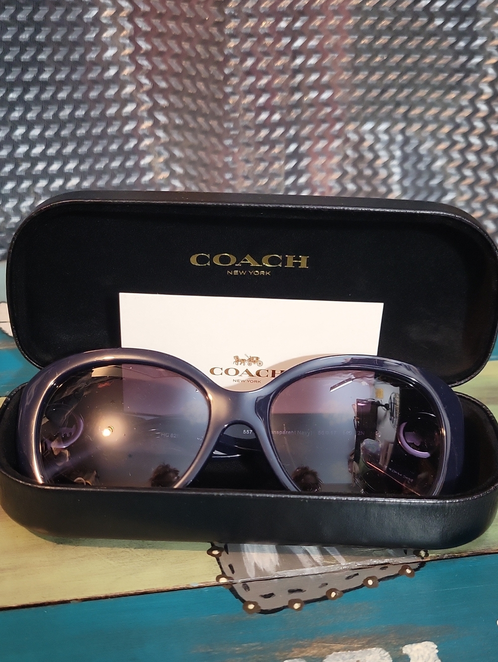 Coach Women's Navy Blue Gradient Oversized Sunglasses